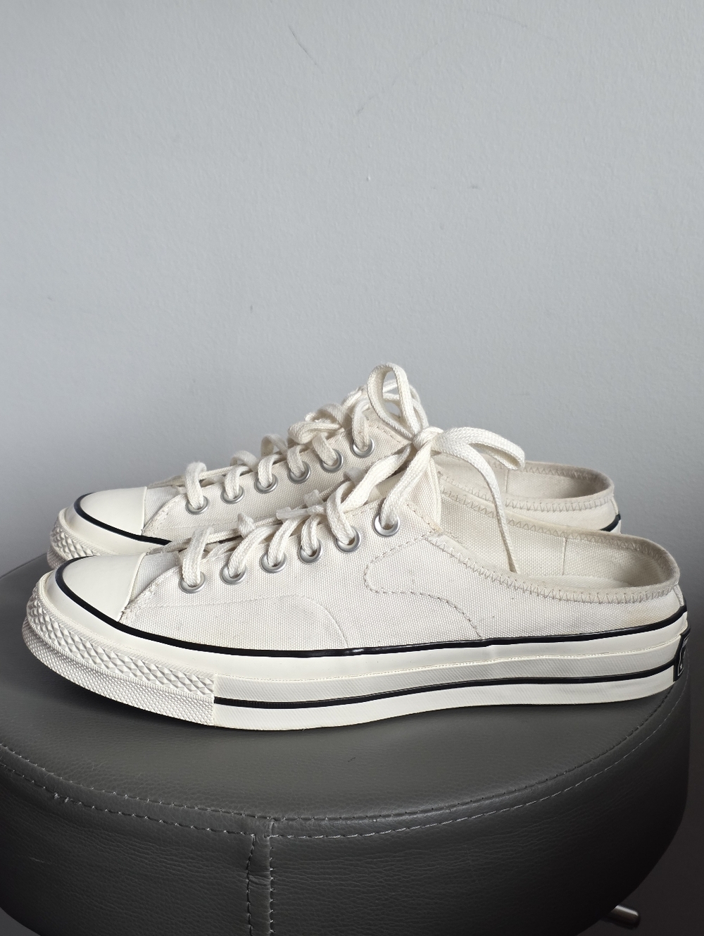 Converse Chuck Taylor All Star Mule Slip On Sneakers Cream Canvas Unisex 7M | 9W